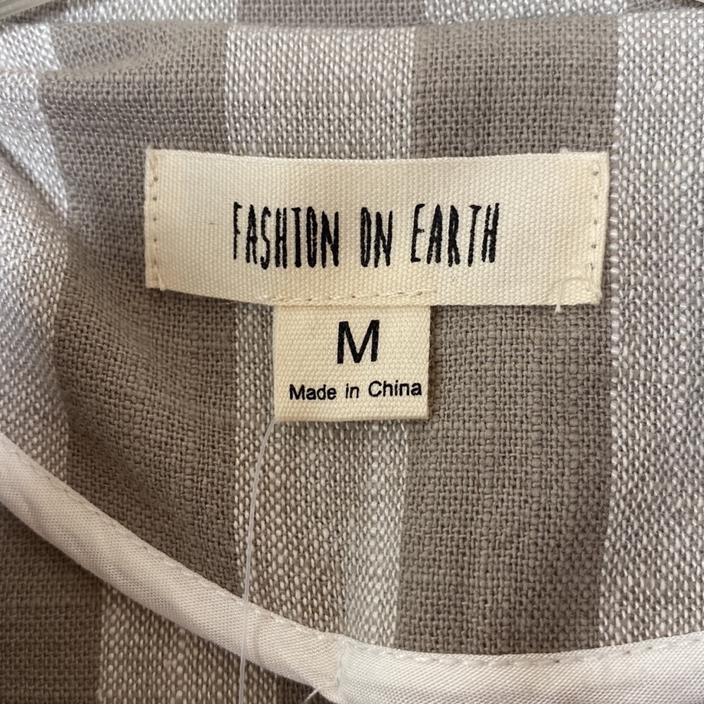 Gray Striped Linen Rayon Blazer Jacket Size Medium By Fashion On Earth - Picture 3 of 11